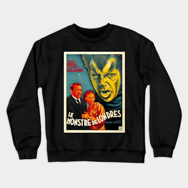 The Werewolf of London (1935) Horror Movie - French Movie Poster Crewneck Sweatshirt by Desert Owl Designs